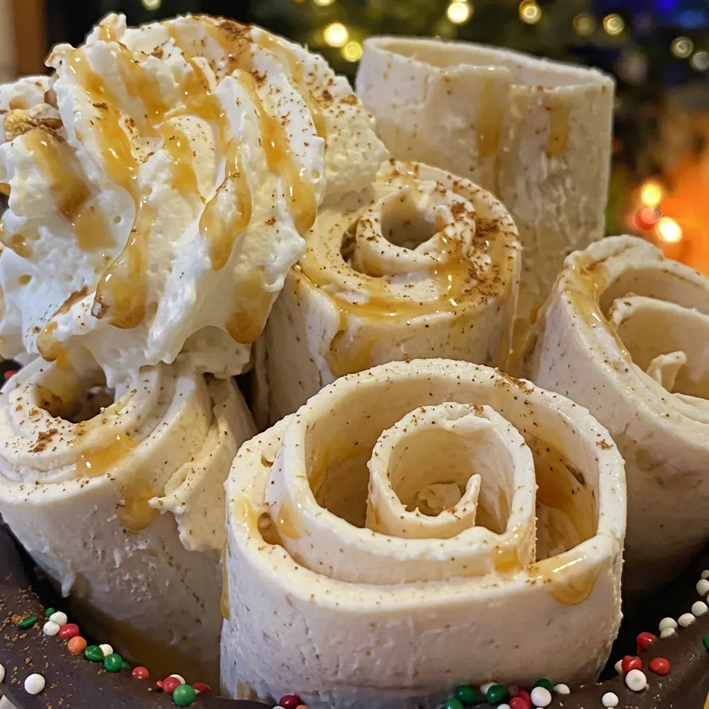 French Vanilla & Caramel — today's featured rolled ice cream